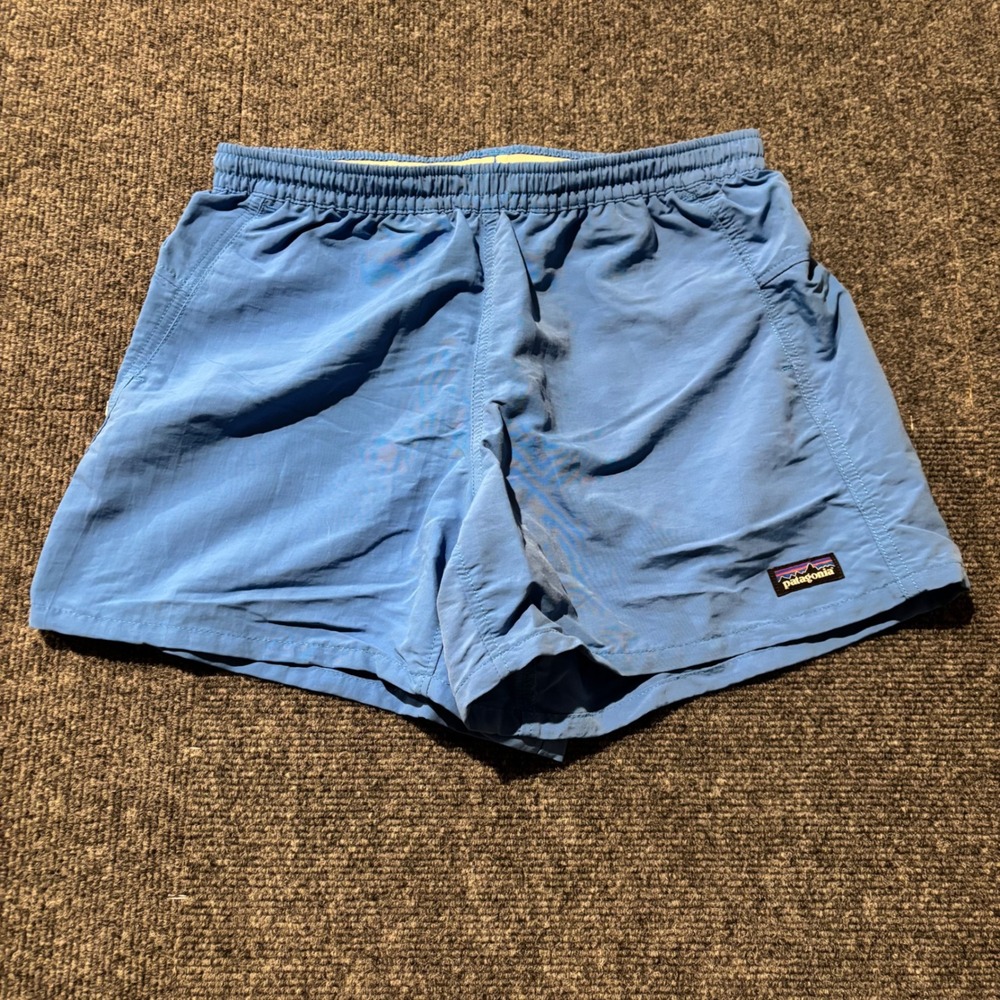 Patagonia Womens Baggies Shorts Light Blue Elastic Waist Size Small 4 In Inseam